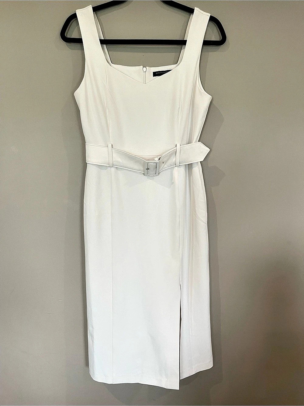 Banana Republic Midi Sheath Dress Midi Belted Dress White Size 2